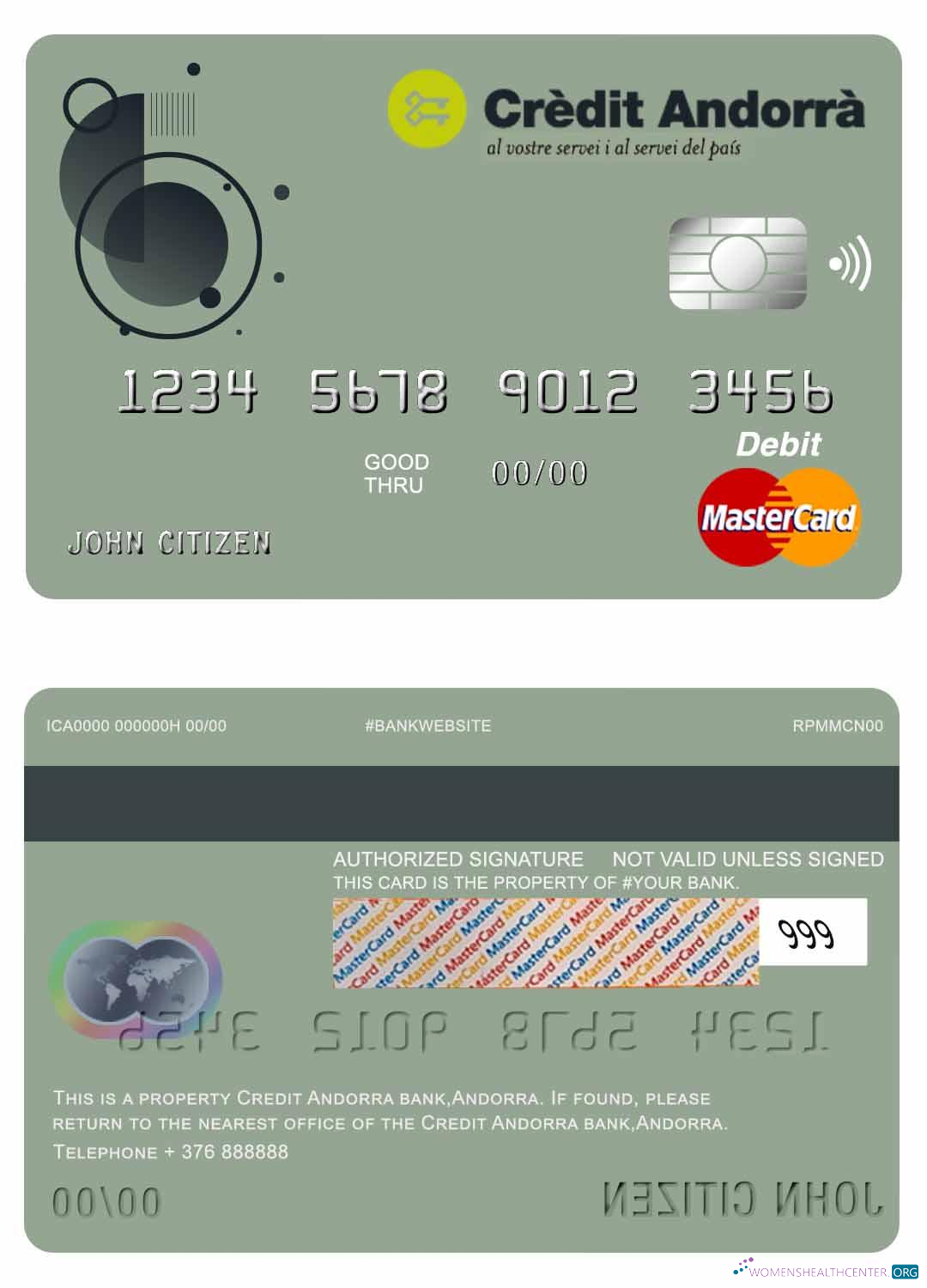 Download Andorra Credit Andorra bank master card Photoshop template